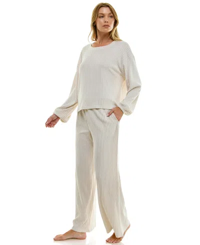 Roudelain Women's 2-piece Long-sleeve Sweatshirt And Wide-leg Pants Set In Neutral