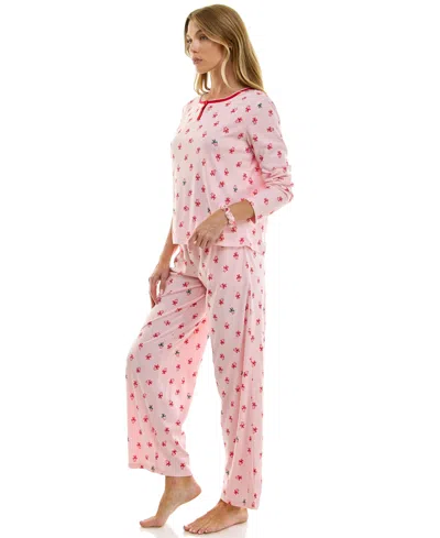 Roudelain Women's 2-piece Printed Long-sleeve Top And Pants Set In Pink
