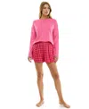 Roudelain Women's Boxer Short With Contrast Waistband In Pink