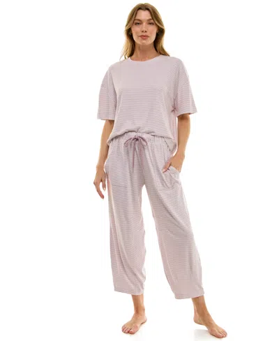 Roudelain Women's Boxy T-shirt And Barrel Leg Pants Set In Purple