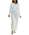 Roudelain Women's Cable-knit Wide-leg Pajama Set In Cloud Danc