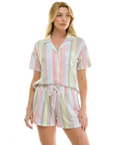 Roudelain Women's Collared Top And Pull-on Shorts, 2-piece Set In Multi