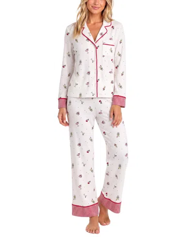 Roudelain Women's Cozy Luxe Long-sleeve Print 2-piece Pajama Set In Multi