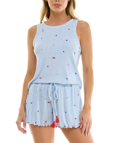 Roudelain Women's Crewneck Top And Pull-on Shorts, 2pc Set In Blue