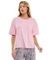 Roudelain Women's Drop-shoulder Crewneck Sleep Tee In Roseate Spoonbill