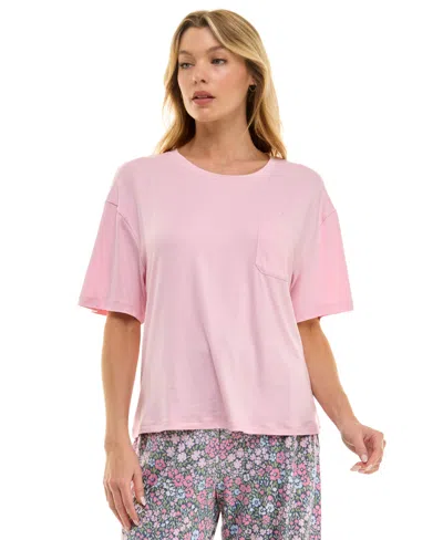 Roudelain Women's Drop-shoulder Crewneck Sleep Tee In Roseate Spoonbill