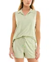 Roudelain Women's Embossed Wonderluxe Tank & Short Pajama Set In Green