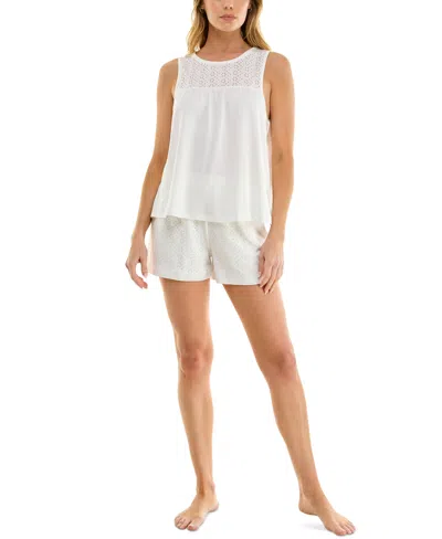 Roudelain Women's Eyelet Tank Top & Short Pajama Set