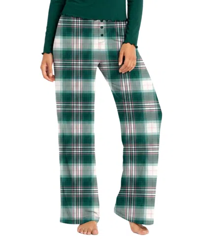 Roudelain Women's Flannel Plaid Long-sleeve Top And Pant, 2-piece Set In Green