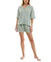 Roudelain Women's Knitted Gauze Short Pajama Set In Sage