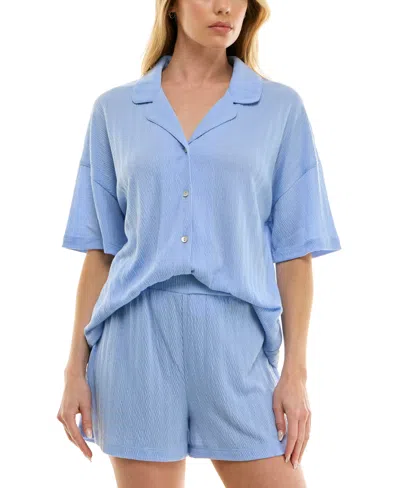 Roudelain Women's Knitted Gauze Short Pajama Set In Serenity
