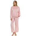 Roudelain Women's Long Sleeve Crew Neck And Pant Set In Pink