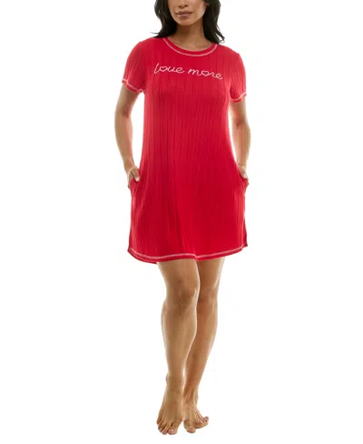 Roudelain Women's Love More Ribbed Short-sleeve Sleep Tee In Brilliant