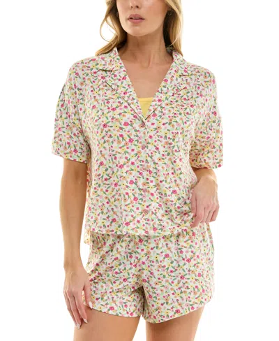 Roudelain Women's Oversized Shirt, Cami & Boxer Short Pajama Set