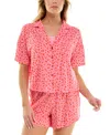 Roudelain Women's Oversized Shirt, Cami & Boxer Short Pajama Set