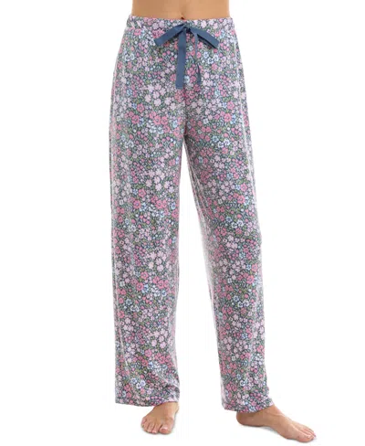 Roudelain Women's Printed Drawstring Pajama Pants In Sprung Ditsy Vintage Indigo