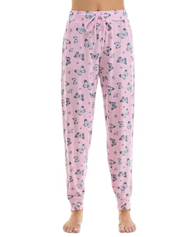 Roudelain Women's Printed Jogger Pajama Pants In Comino Butterflies With Flowers