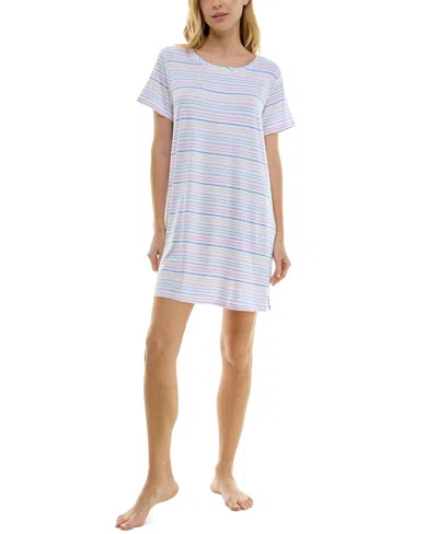 Roudelain Women's Printed Short-sleeve Sleepshirt In Abilli Stripe