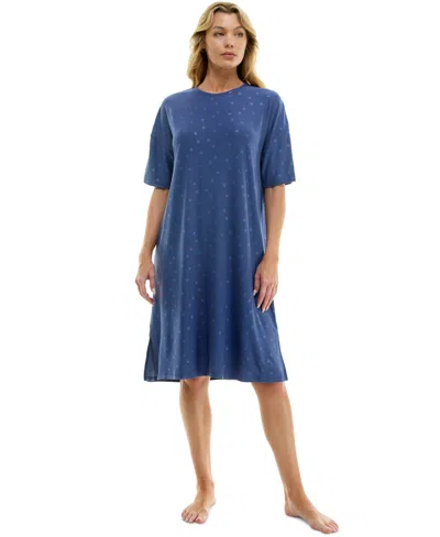 Roudelain Women's Printed Short-sleeve Sleepshirt In Fall Stars Gray Blue