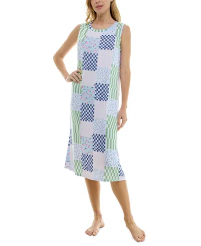 Roudelain Women's Printed Sleeveless Nightgown In Ditsy Check
