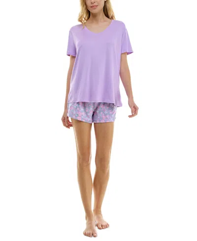 Roudelain Women's Short-sleeve Boxy Pajama Top In Crocus Petal