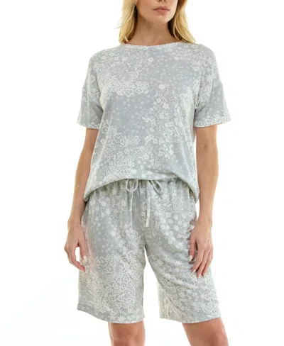 Roudelain Women's Short-sleeve Drop Shoulders Top & Shorts, 2-piece Set