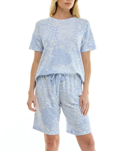 Roudelain Women's Short-sleeve Drop Shoulders Top & Shorts, 2-piece Set In Purple