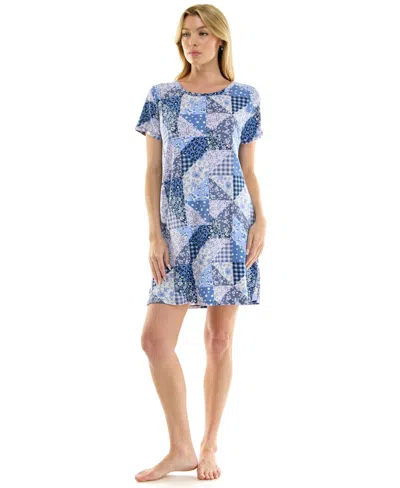 Roudelain Women's Short-sleeve Sleep Shirt In Blue