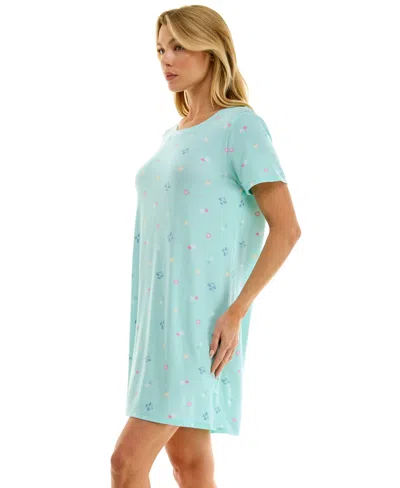 Roudelain Women's Short-sleeve Sleep Shirt In Tossed Icons,blue Light