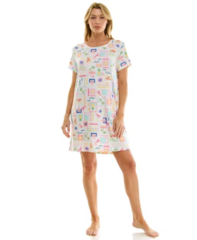 Roudelain Women's Short-sleeve Sleep Shirt In White