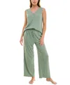 Roudelain Women's Tank & Wide-leg Pant Pajama Set In Green