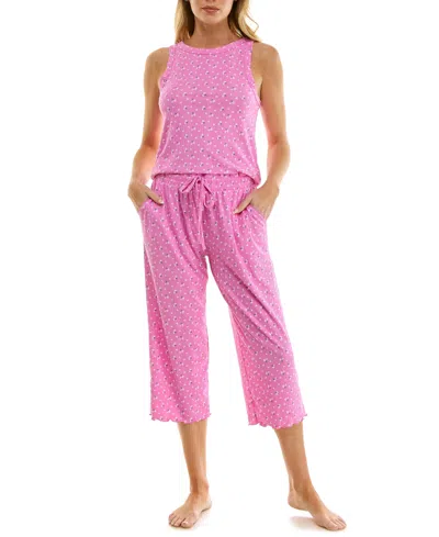 Roudelain Women's Variegated Rib Tank Top & Pants, 2-piece Set