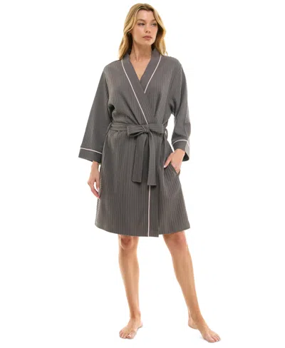 Roudelain Women's Waffle-knit Kimono Wrap Robe In Pearl Blue