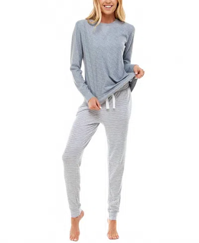 Roudelain Women's Whisper Luxe Waffled Pajama Set In Tradewinds In Gray