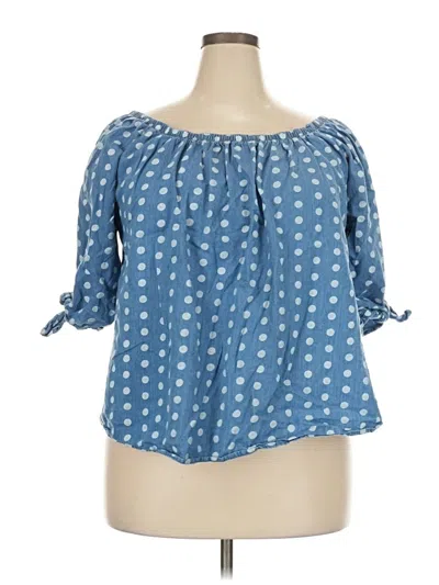 Pre-owned Rouge 3/4 Sleeve Blouse In Blue