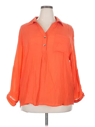 Pre-owned Rouge 3/4 Sleeve Blouse In Orange