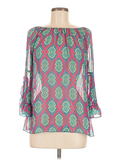 Pre-owned Rouge 3/4 Sleeve Blouse In Teal