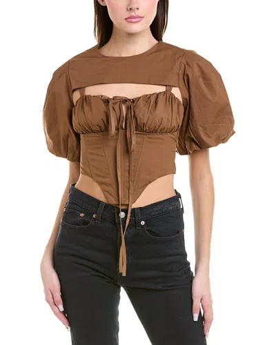 Rouge &  Cropped Corset Top In Brown
