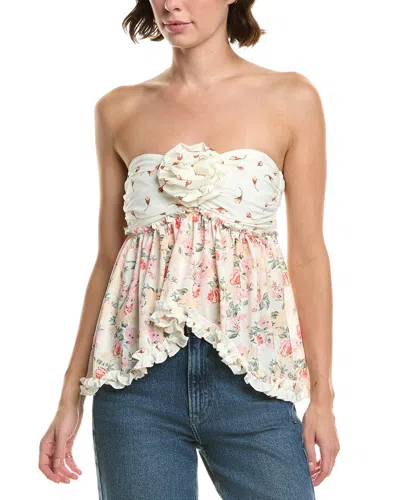 Rouge &  Floral Top In Neutral