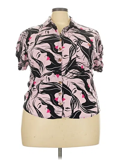Pre-owned Rouge Short Sleeve Blouse In Pink