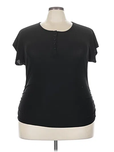 Pre-owned Rouge Short Sleeve Top Black Keyhole Neckline Tops