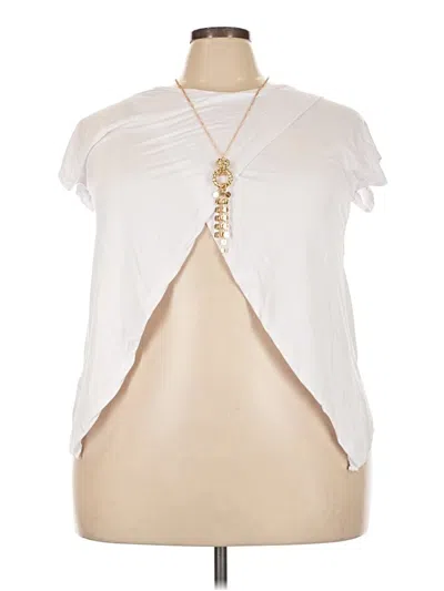 Pre-owned Rouge Short Sleeve Top Ivory Keyhole Neckline Tops