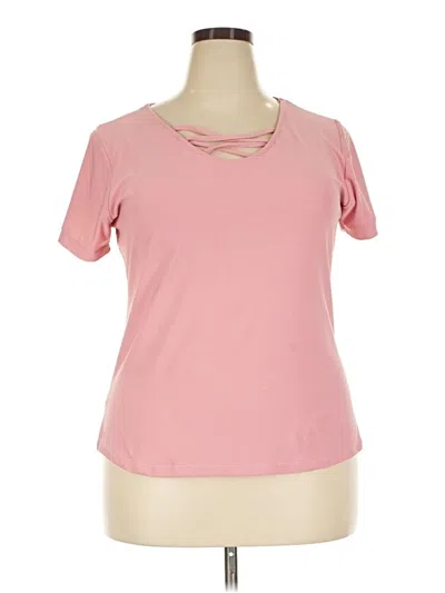 Pre-owned Rouge Short Sleeve Top Pink Keyhole Neckline Tops