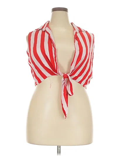 Pre-owned Rouge Sleeveless Button Down Shirt In Red