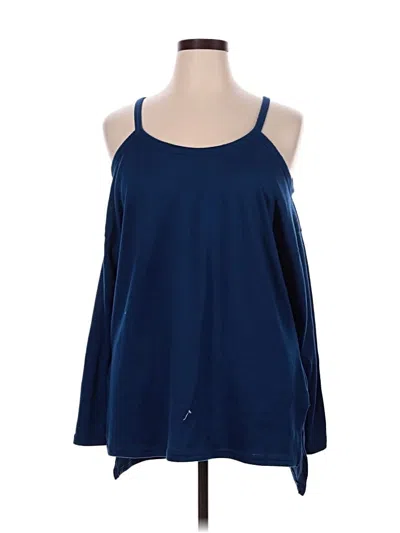 Pre-owned Rouge Tank Top Blue Cold Shoulder Neckline Tops