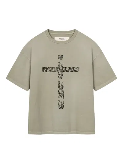 Rough Aged Cross T-shirt In Green