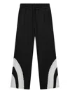 Rough Contrast Side-pockets Track Pants In Black