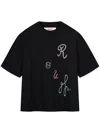 Rough Floral Chain T-shirt In 黑色