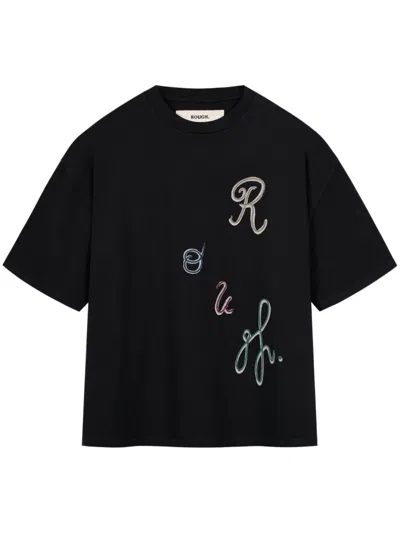 Rough Floral Chain T-shirt In 黑色