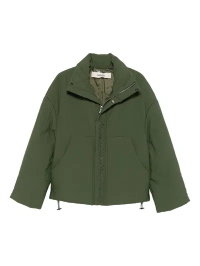 Rough Floral-embroidered Puffer Jacket In Green